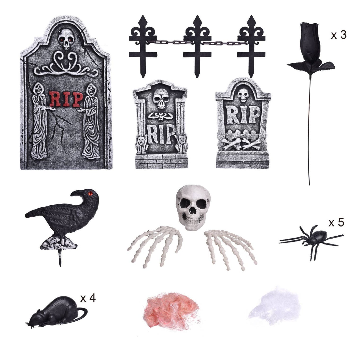 26 Pcs Halloween Tombstones and Accessories Set