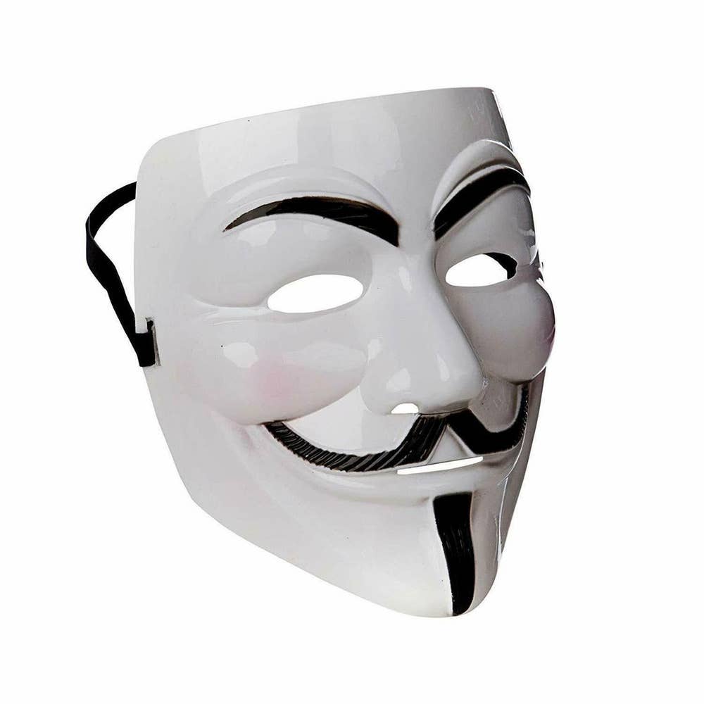 White Anonymous V Hacker Mask Halloween Costume