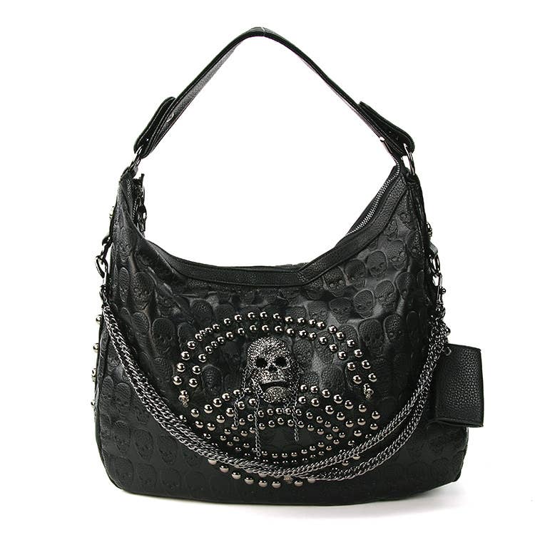 Studded Skull Hobo Bag