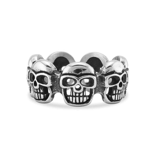 Stainless Steel Multi Skull Statement Ring