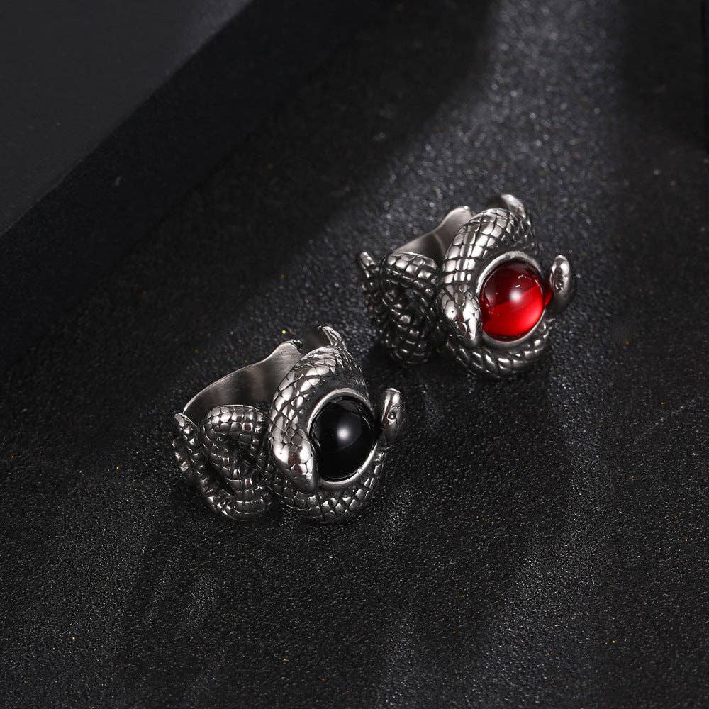 Vintage Noble Double Snake Titanium Steel Ring
