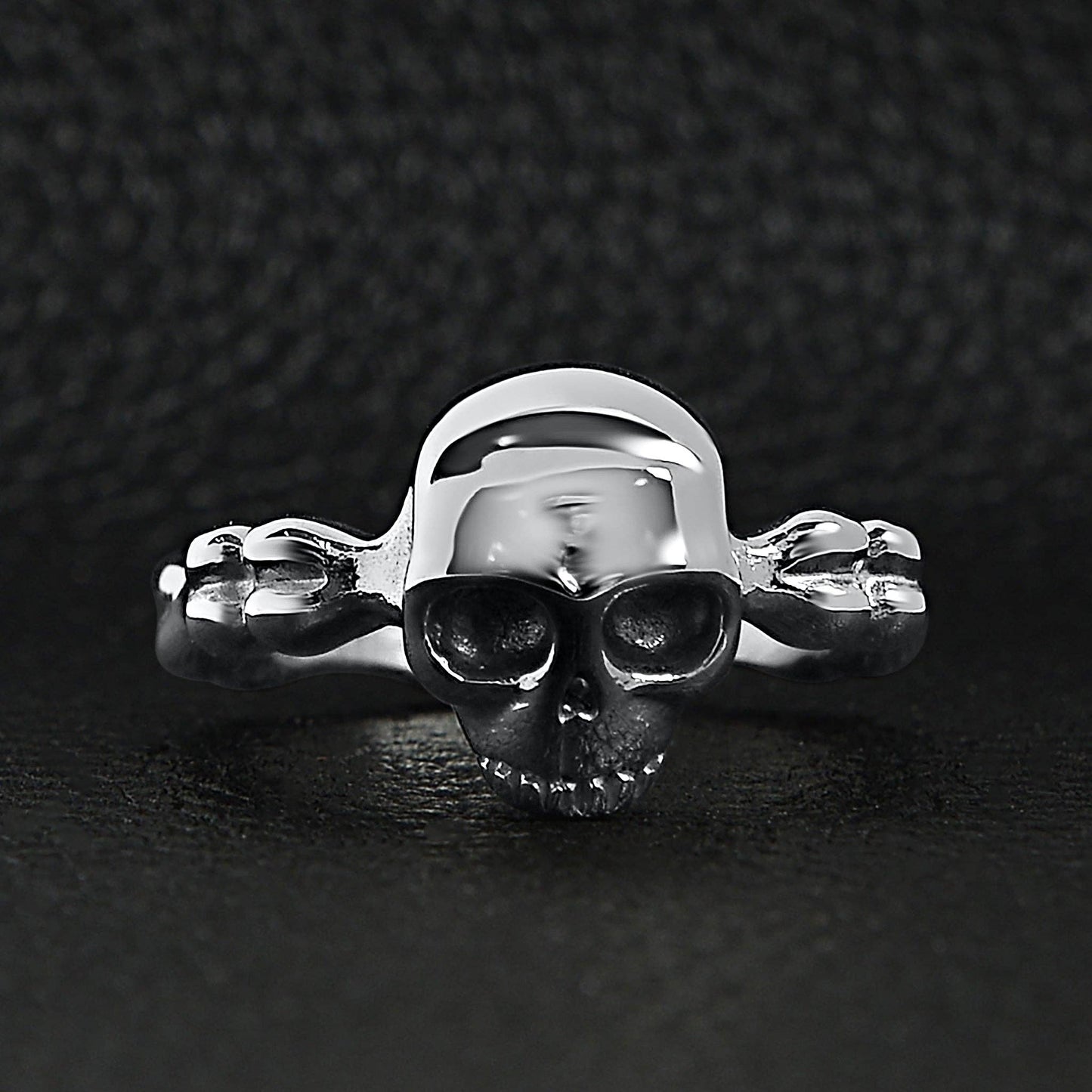 Stainless Steel Skull & Bones Women's Gothic Statement Ring