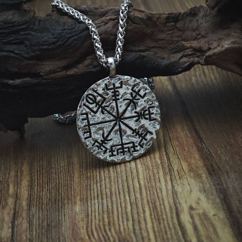 Vintage Compass Rune Pendant Necklace