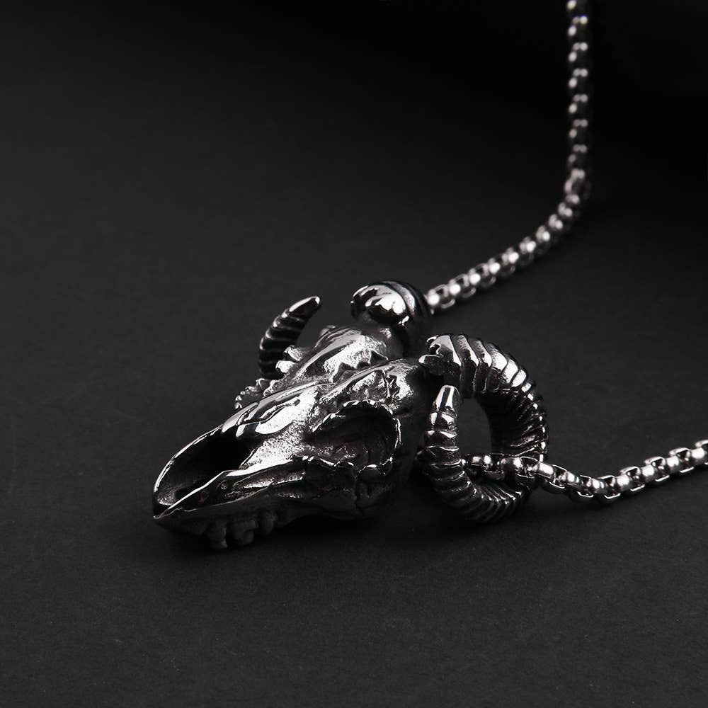 Titanium Steel Sheep Skull Necklace