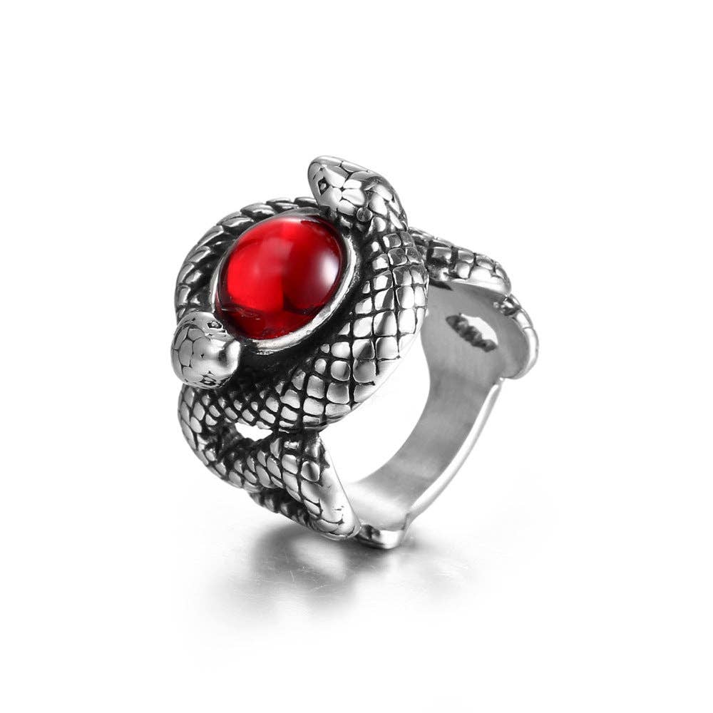 Vintage Noble Double Snake Titanium Steel Ring