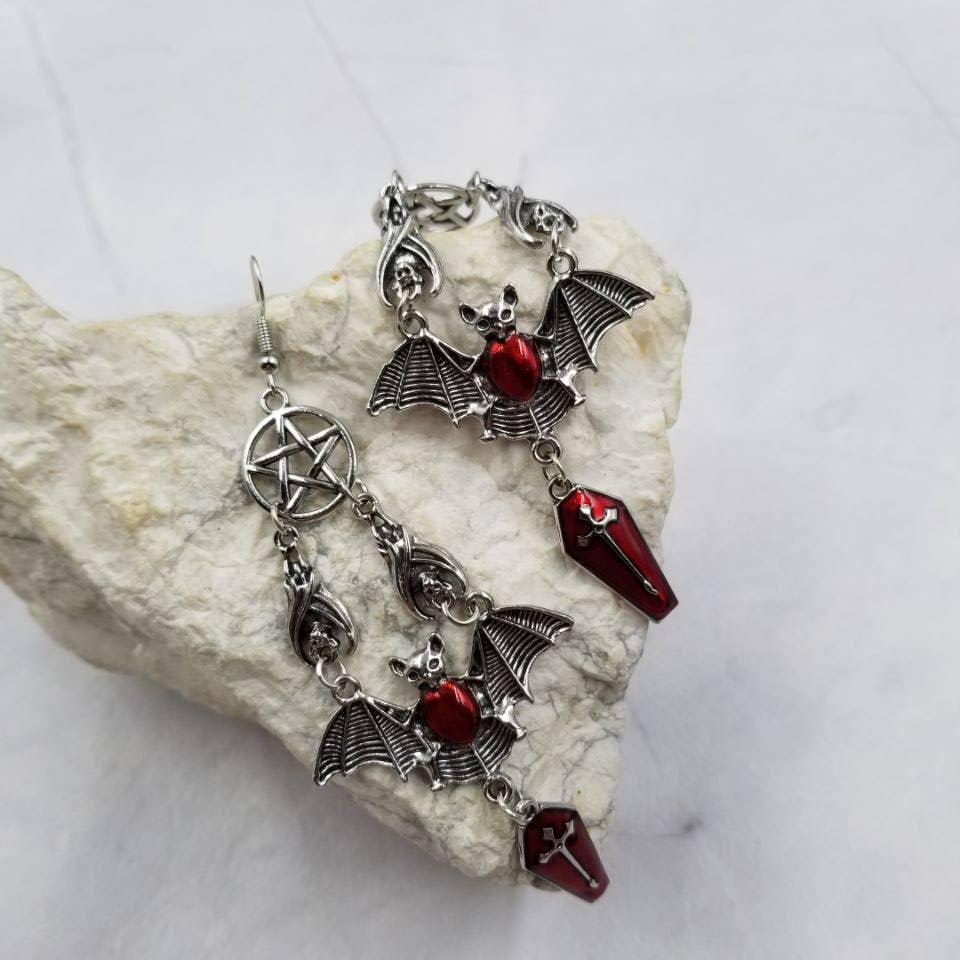 Bat and Coffin Earrings