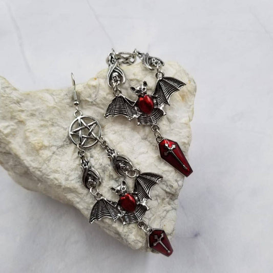 Bat and Coffin Earrings