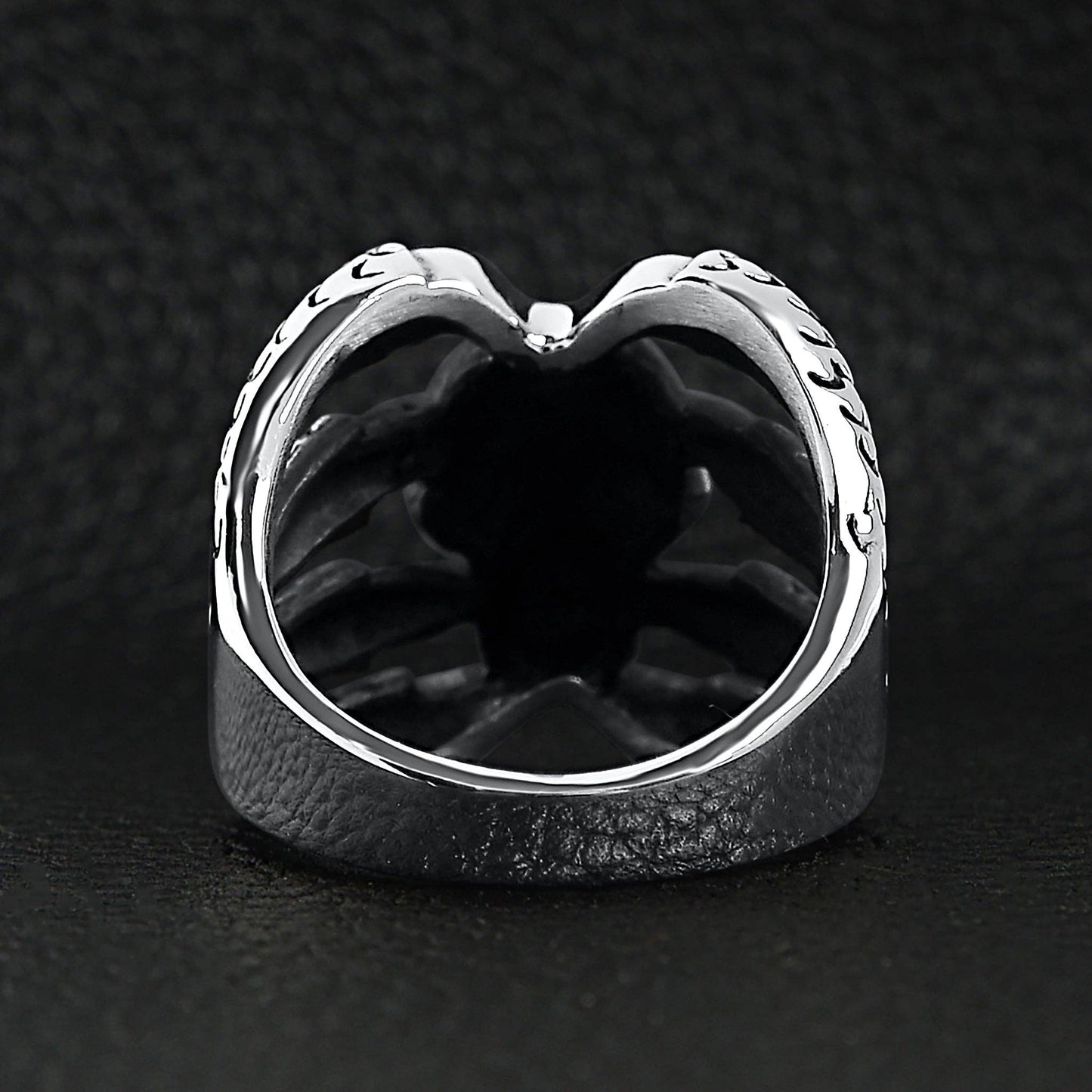 Stainless Steel Dragon Claws Holding Red CZ Eyed Skull Ring