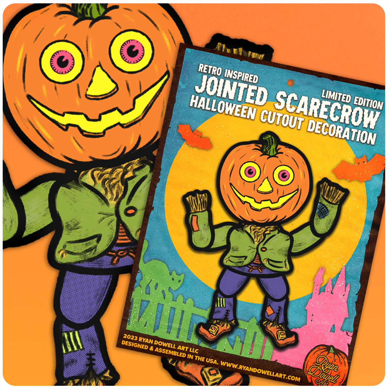 Jointed Halloween Scarecrow Cutout Decoration