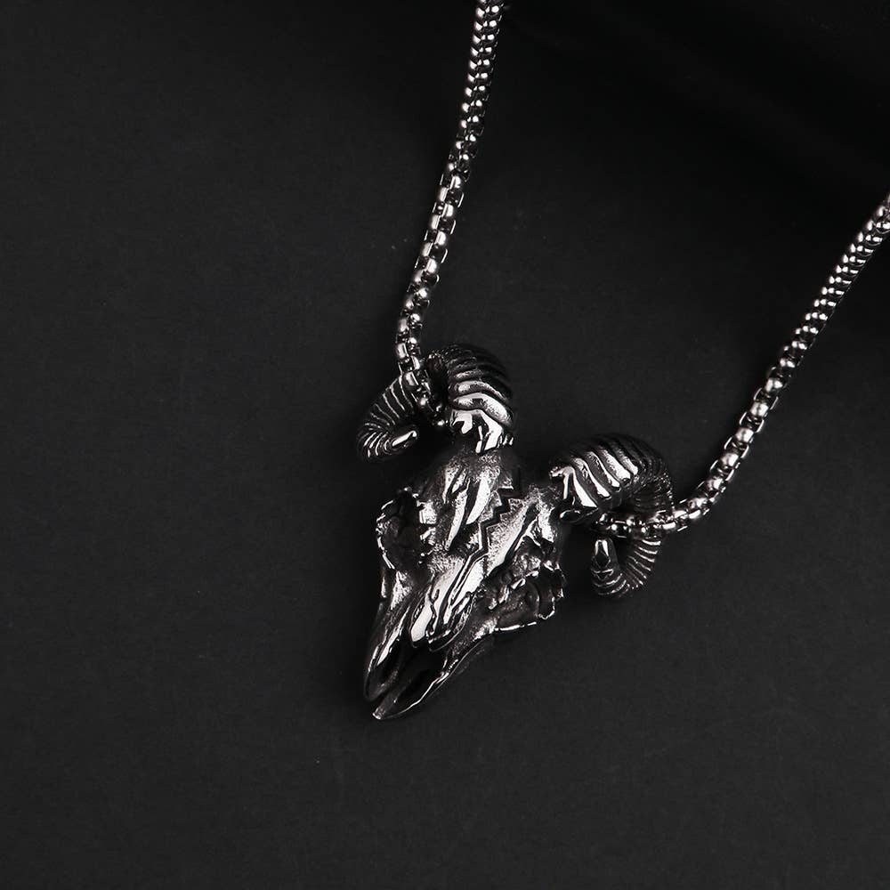 Titanium Steel Sheep Skull Necklace