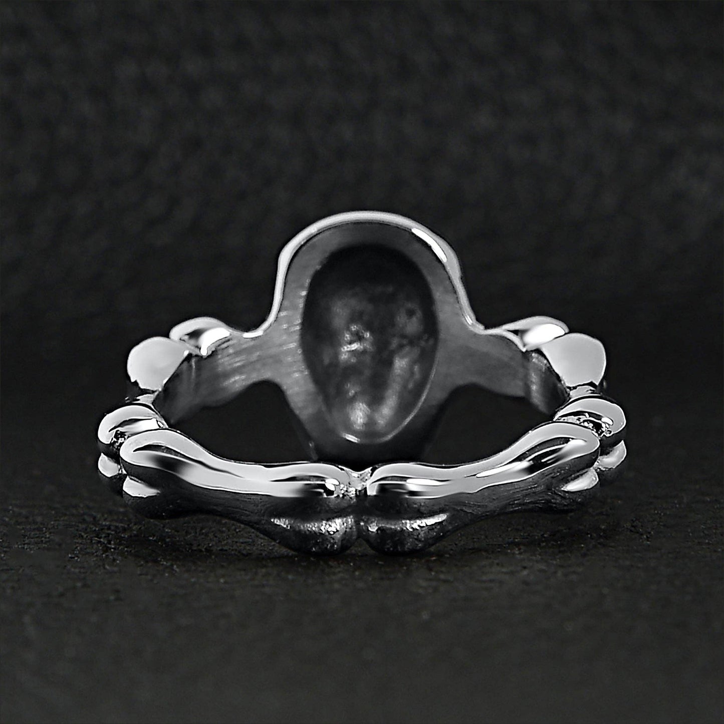 Stainless Steel Skull & Bones Women's Gothic Statement Ring