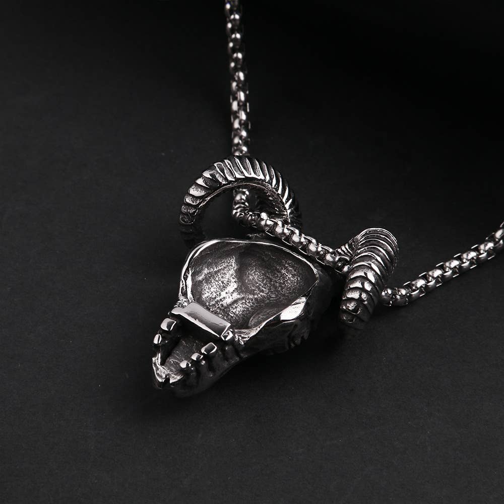 Titanium Steel Sheep Skull Necklace