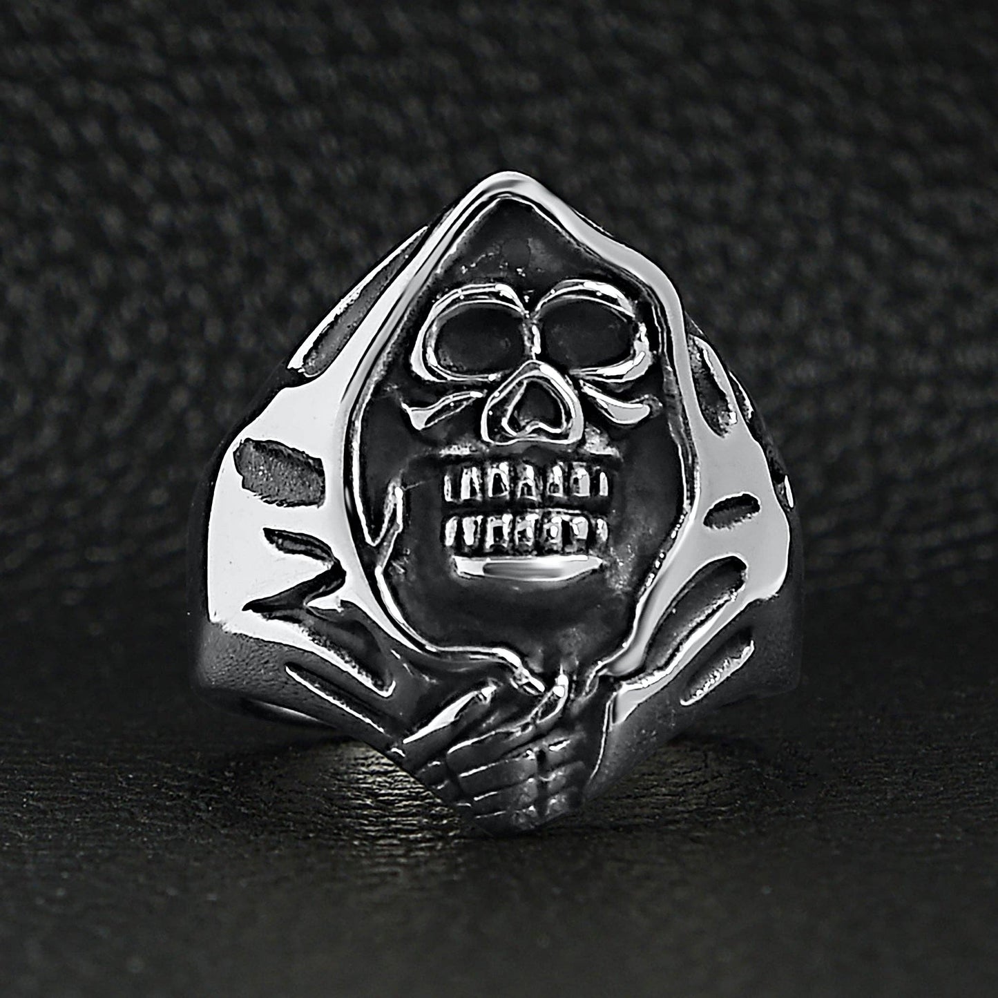 Stainless Steel Grim Reaper Skull Ring