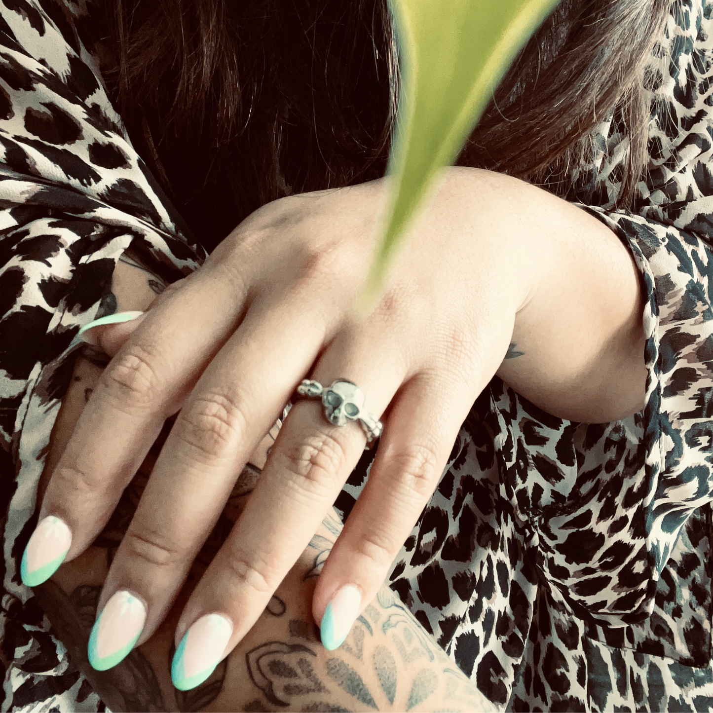 Stainless Steel Skull & Bones Women's Gothic Statement Ring