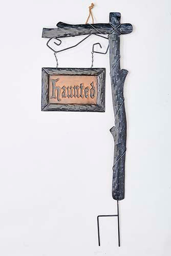 37 inch Metal Halloween Haunted Sign Post Stake