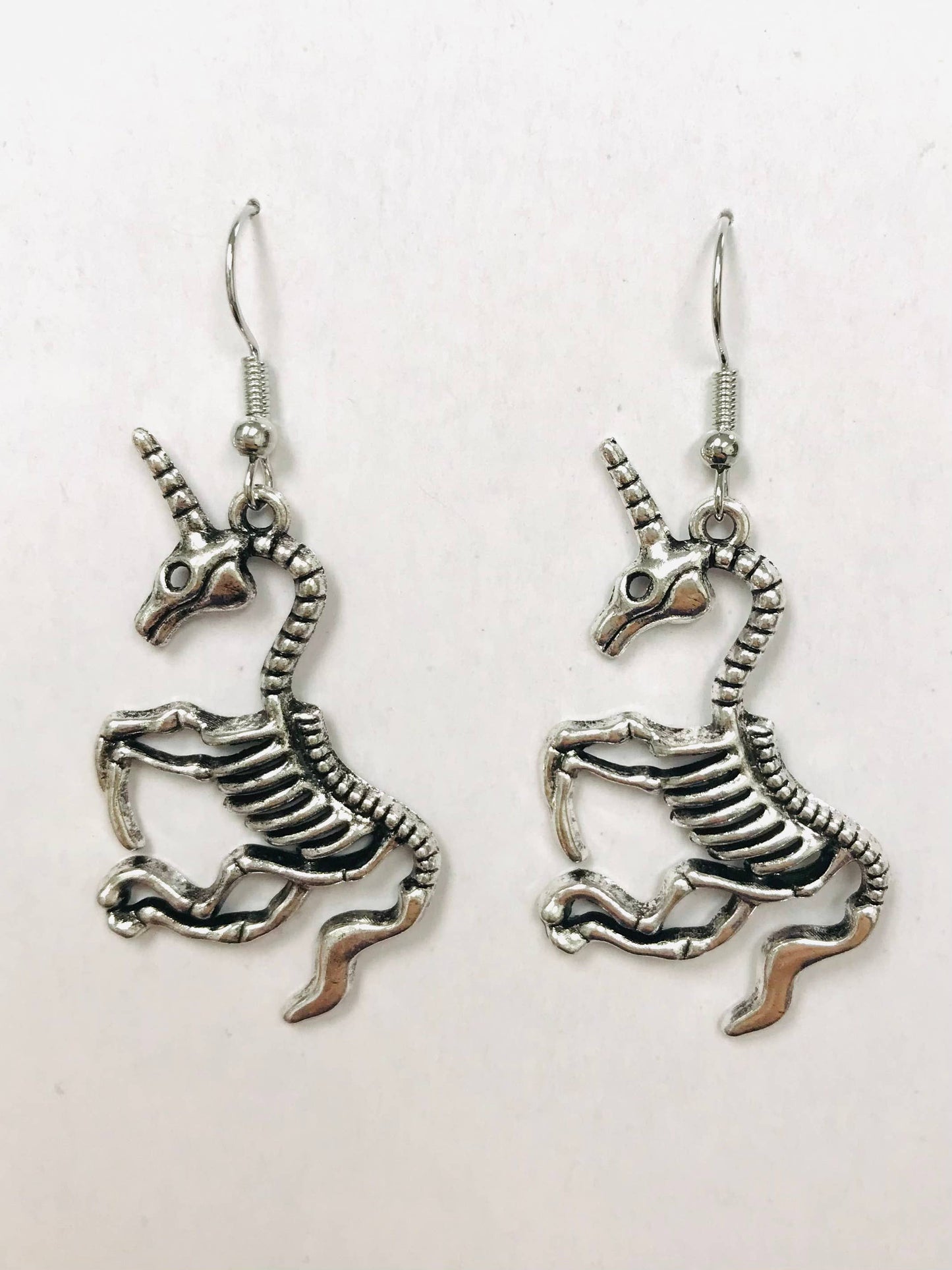 Unicorn Skeleton Goth Earrings