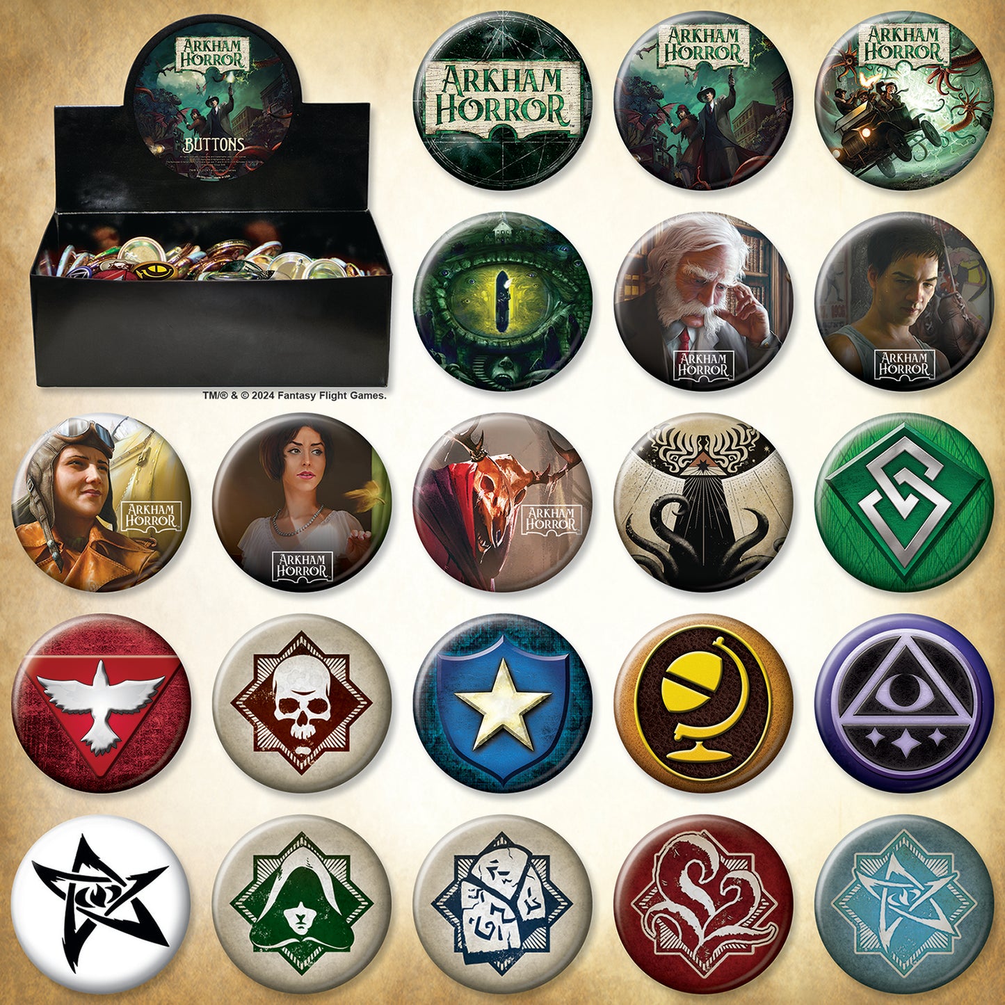 Arkham Horror Button Assortment- Mystery Pick!