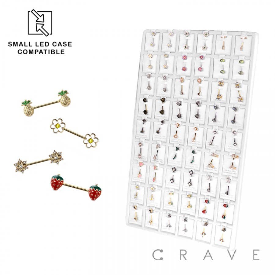 54 PCS OR 72 PCS OF ASSORTED BODY JEWELRY TRAY