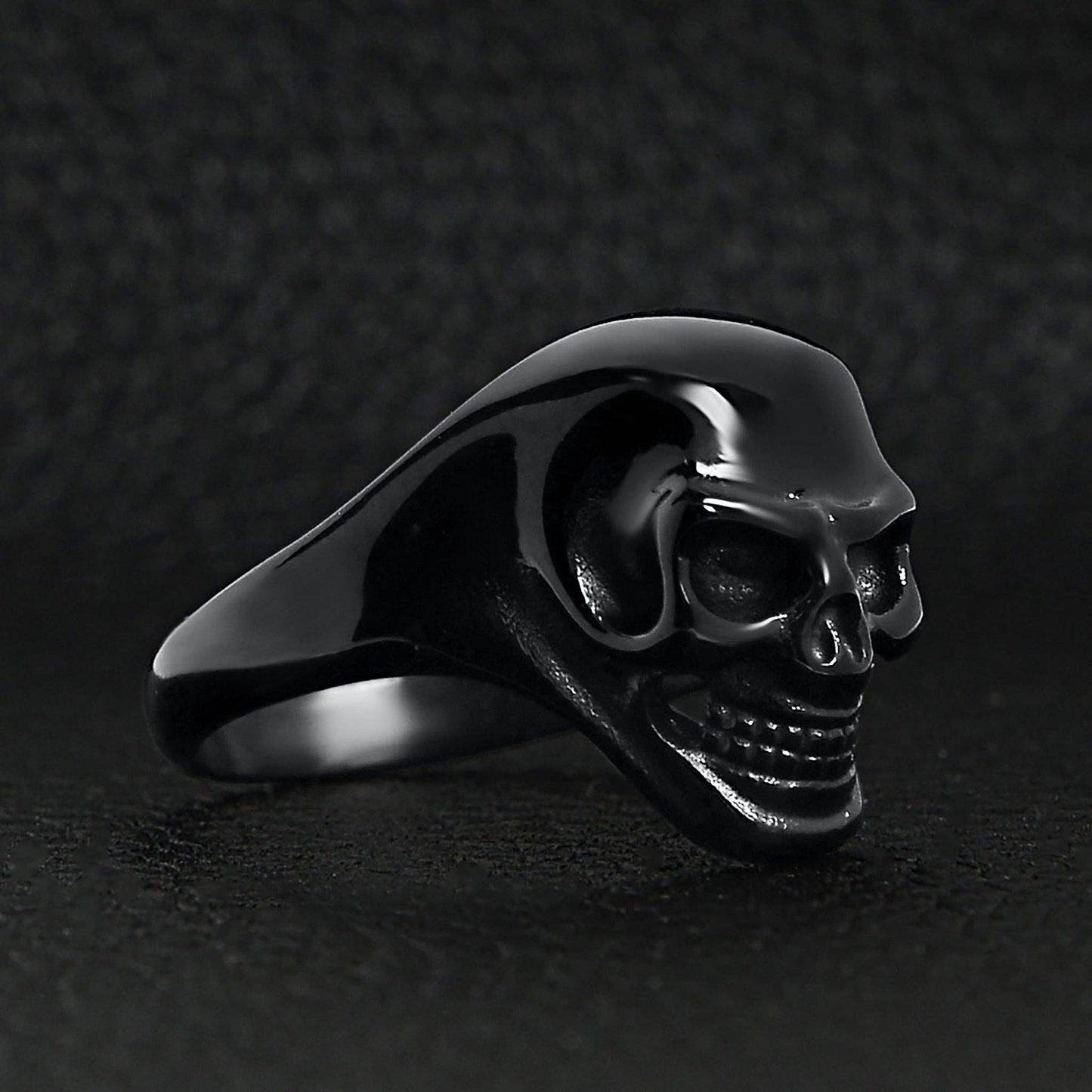 Stainless Steel Black Skull Ring