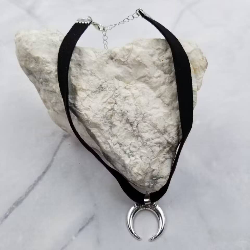 Black Gothic Choker Moon Necklace