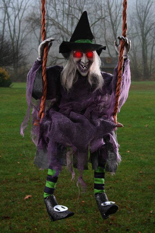36" Light Up Swinging Witch