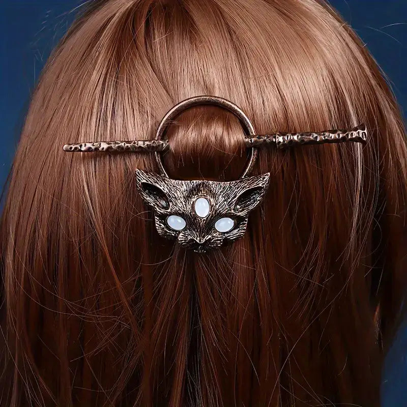 Vintage Gothic Cat Moonstone Hairpin