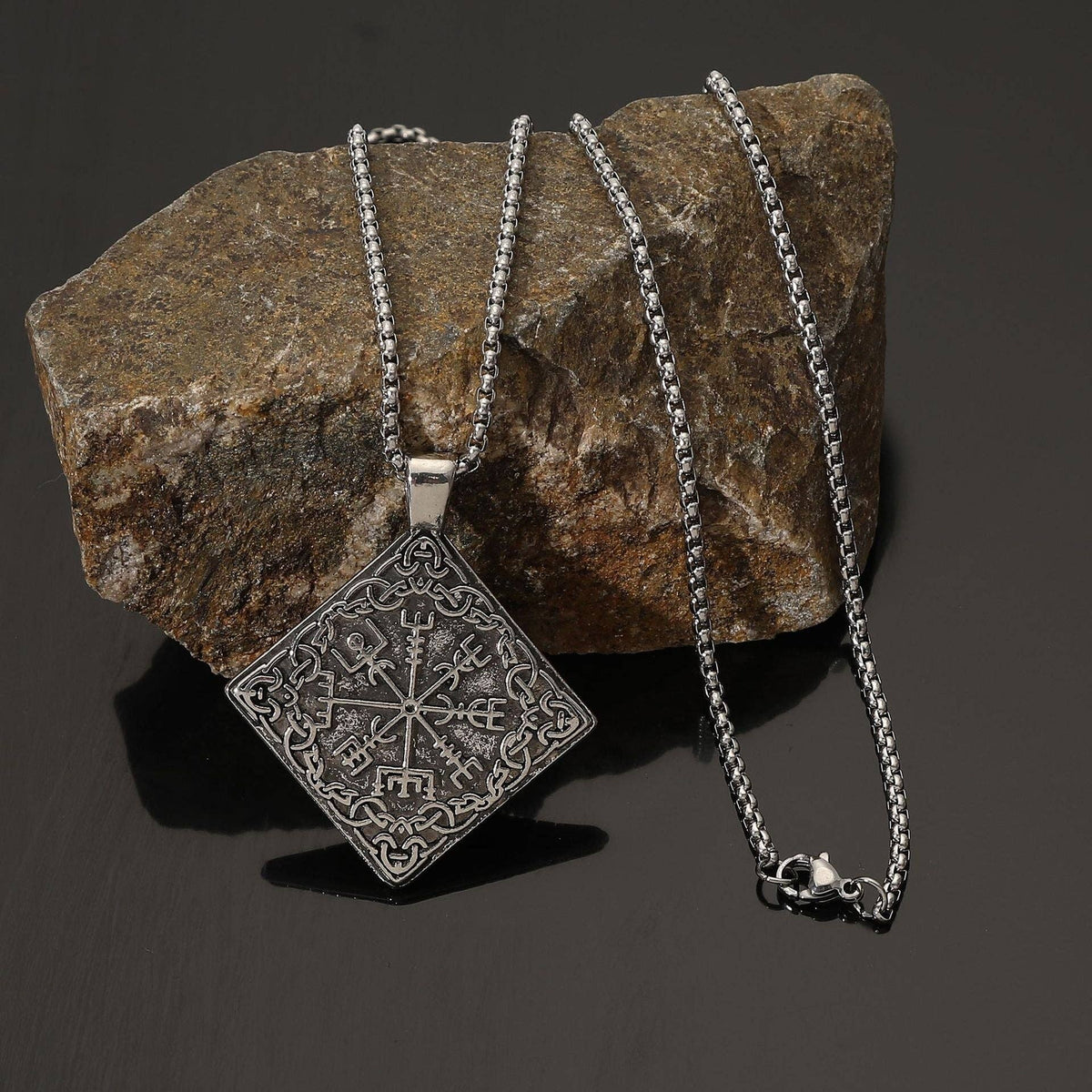 Viking Rune Compass Pendant Necklace