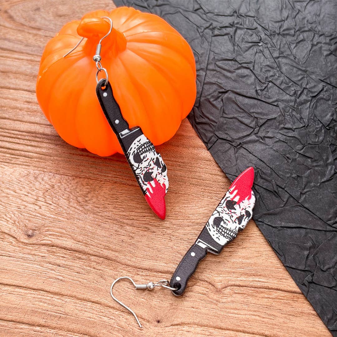 Bloody Skull Blade Earrings