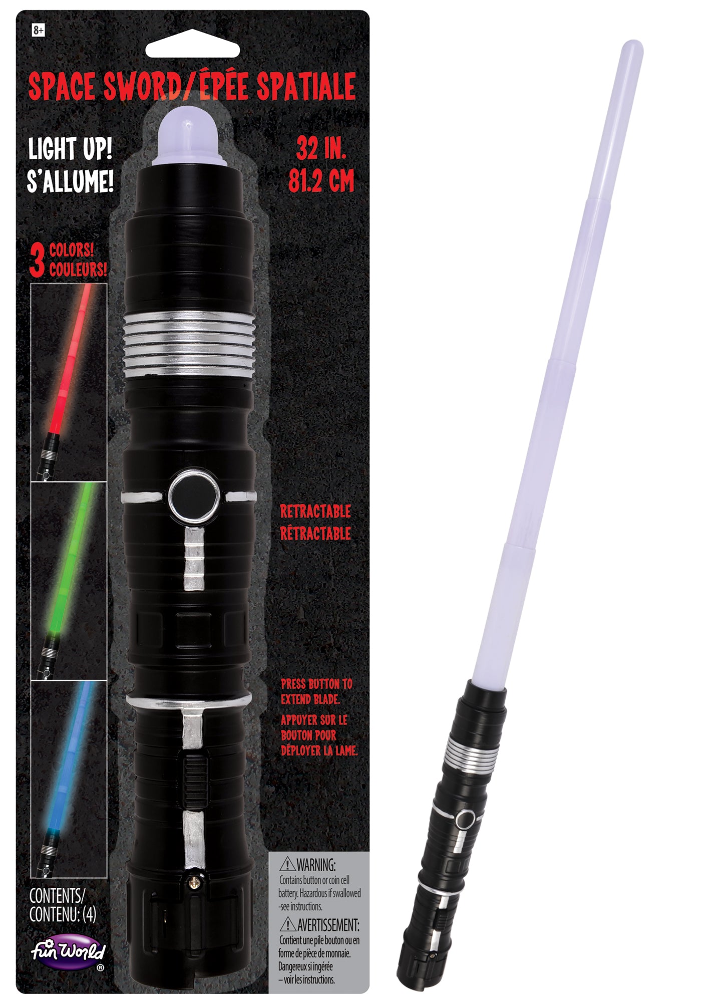 32" Retractable Light Up Space Sword