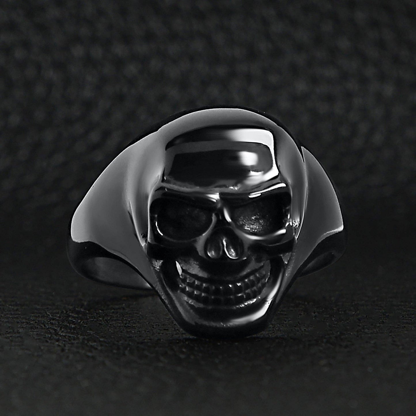 Stainless Steel Black Skull Ring