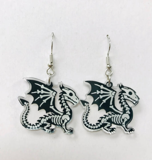 Cute Dragon Skeleton Earrings