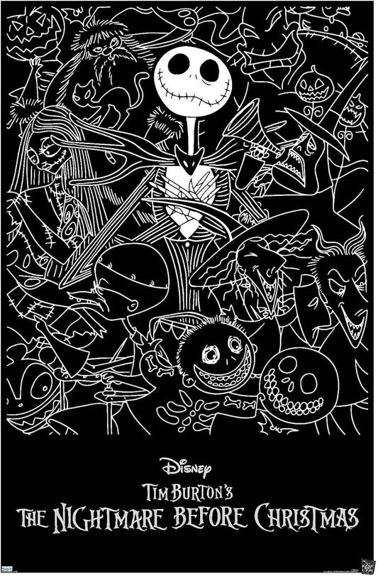 The Nightmare Before Christmas Tim Burtons Black & White Poster