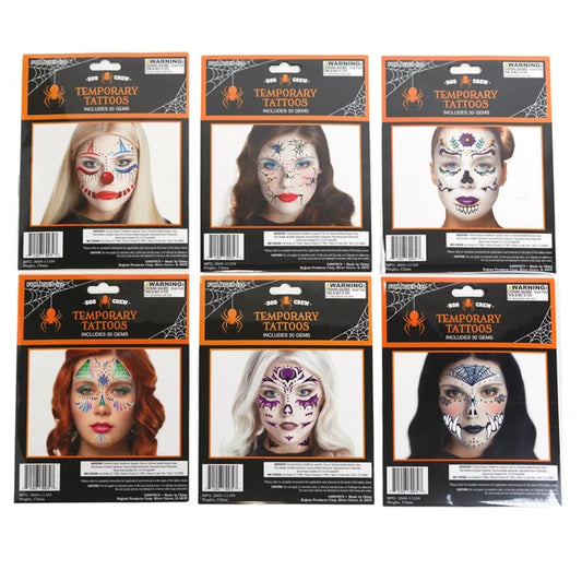 Face Art Metallic Temporary Tattoo w/ Gems