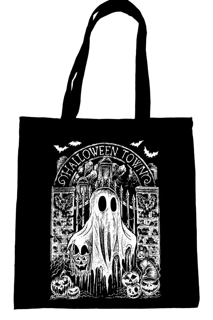 Zipper Tote Bag- Halloween Town Ghostie (White)