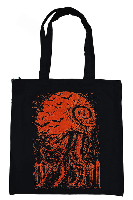 Zipper Tote Bag- Halloween Cat (Orange)