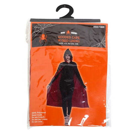 Adult Black Hooded Cape w/Red Lining