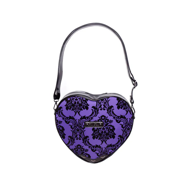 Damask Heart Shoulder Bag in Violet