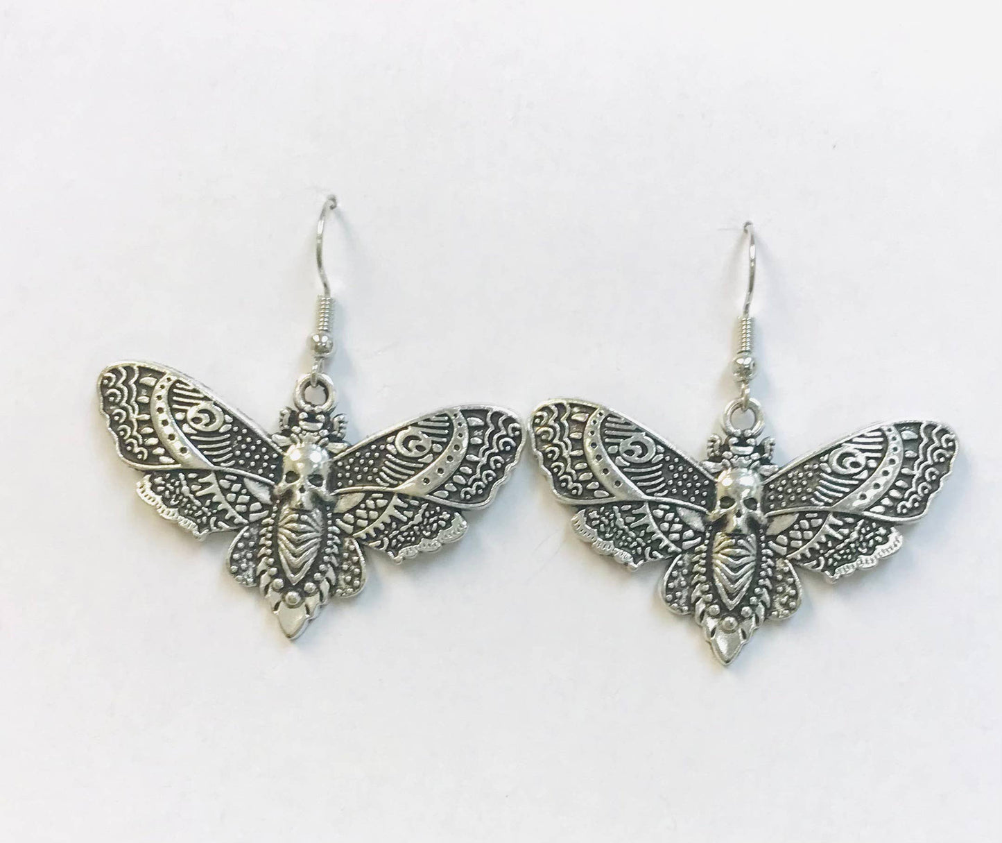 Silver Death Moth Earrings