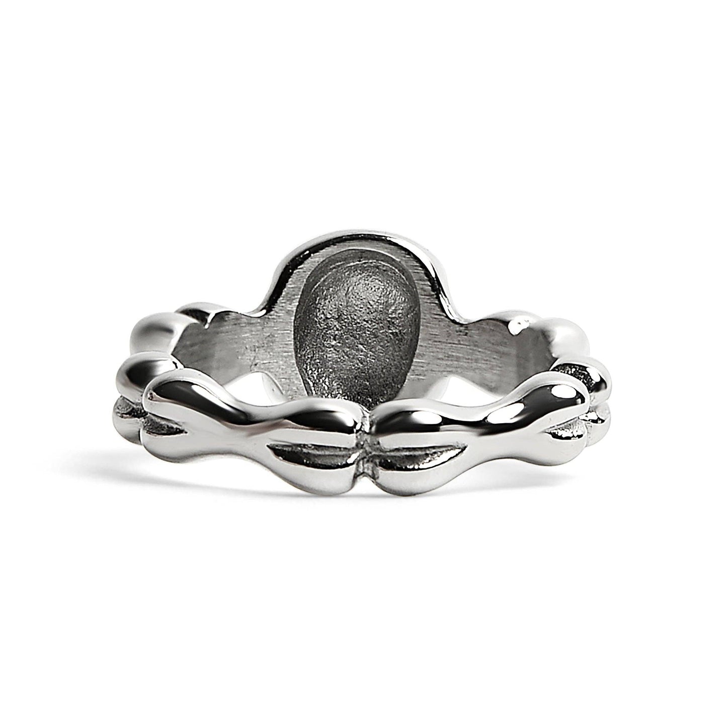 Stainless Steel Skull & Bones Women's Gothic Statement Ring