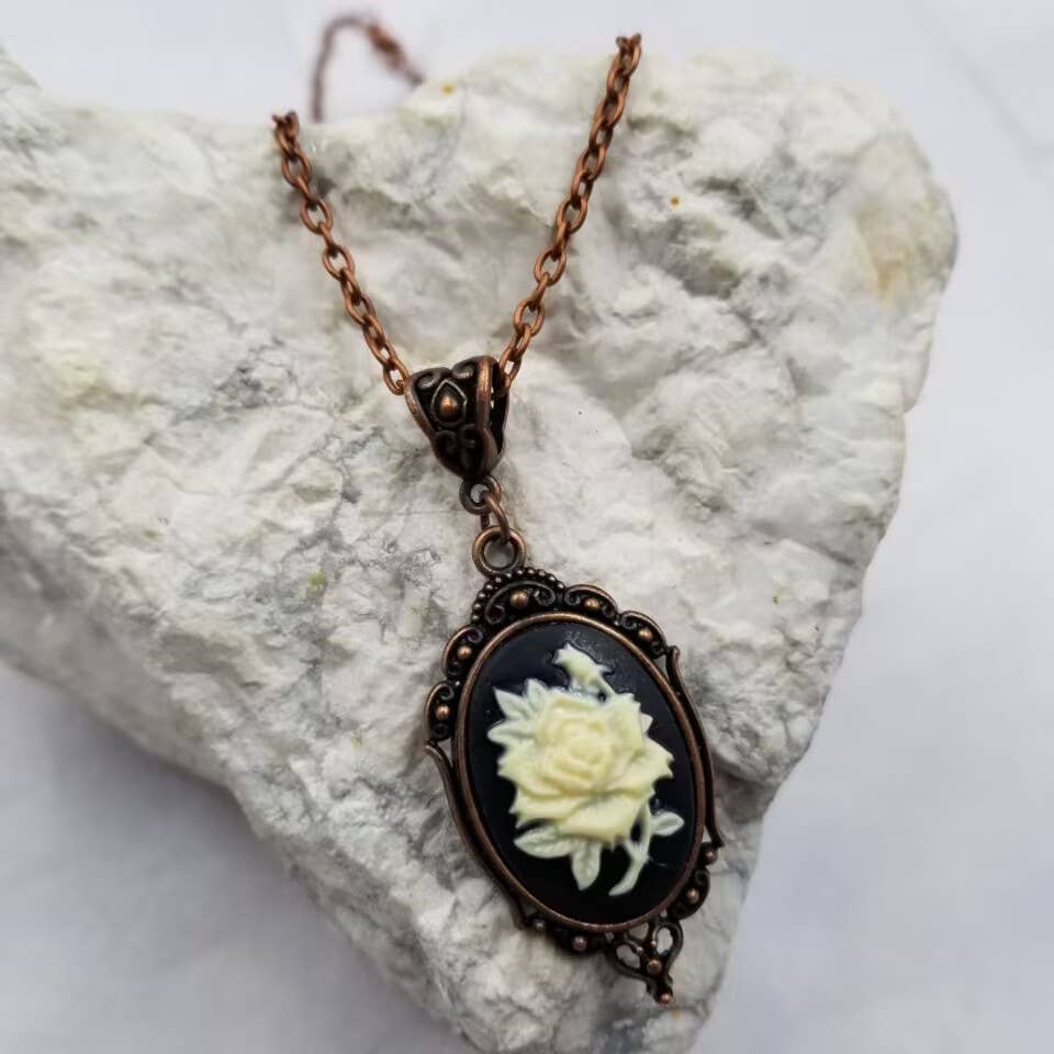 Vintage Rose Cameo Necklace