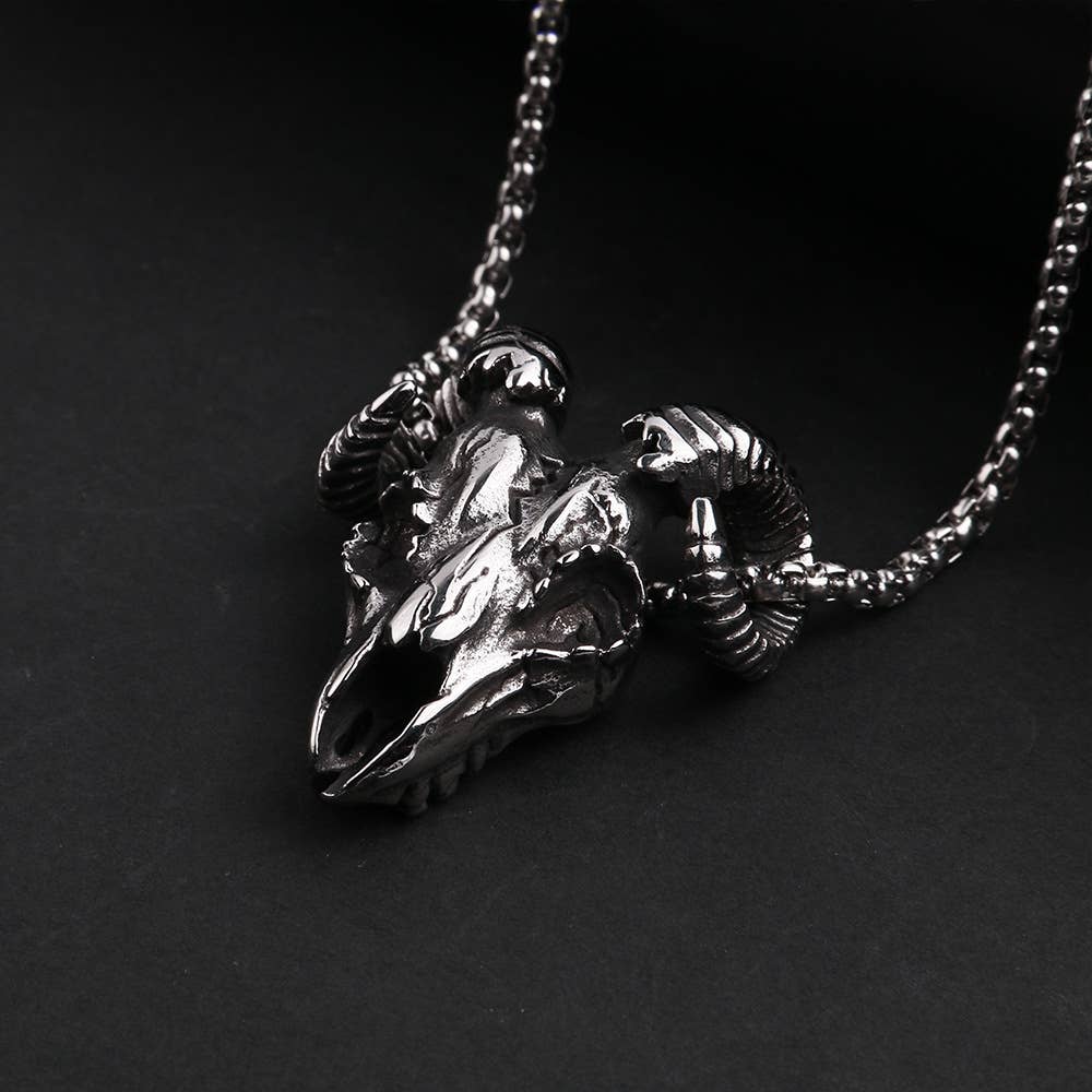 Titanium Steel Sheep Skull Necklace