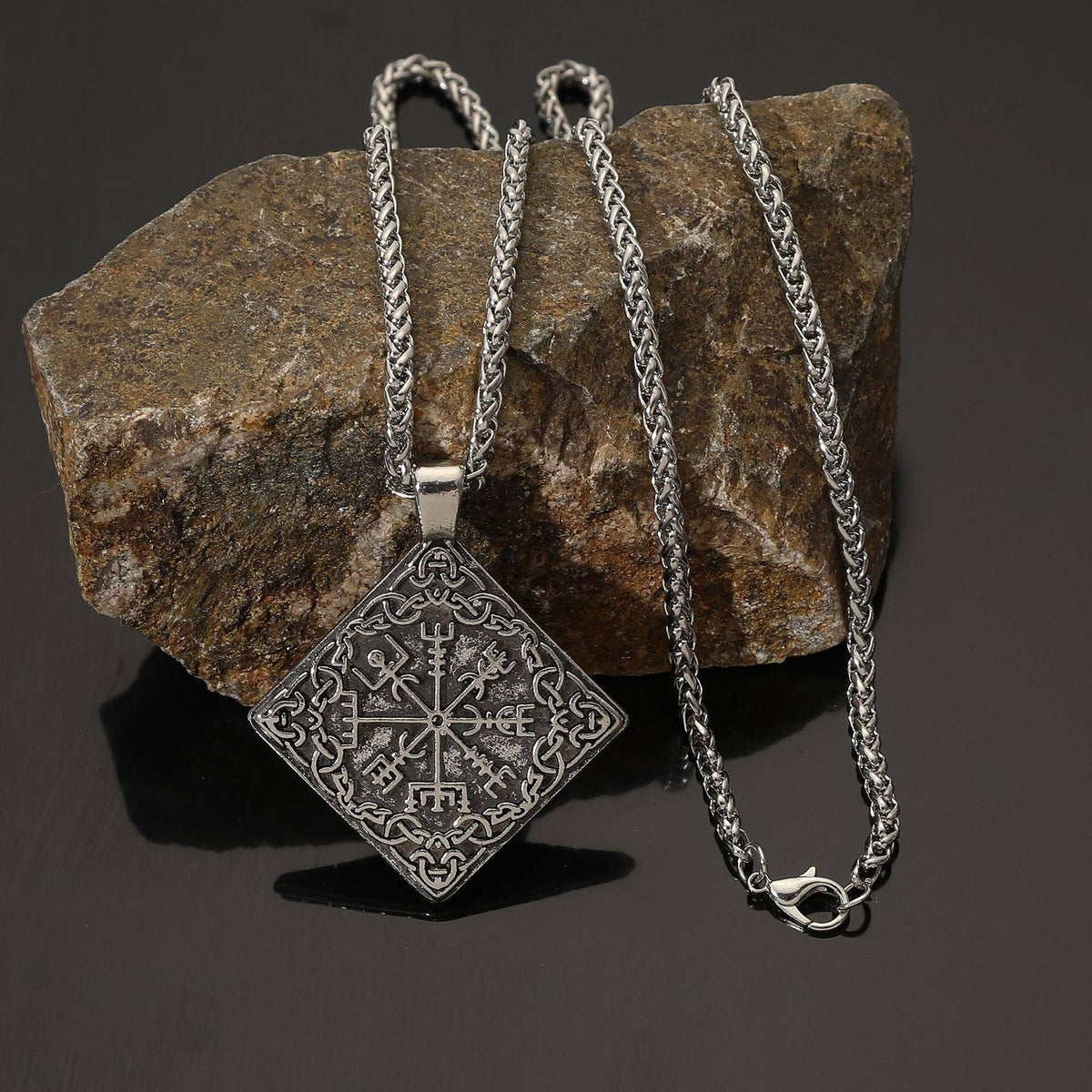 Viking Rune Compass Pendant Necklace