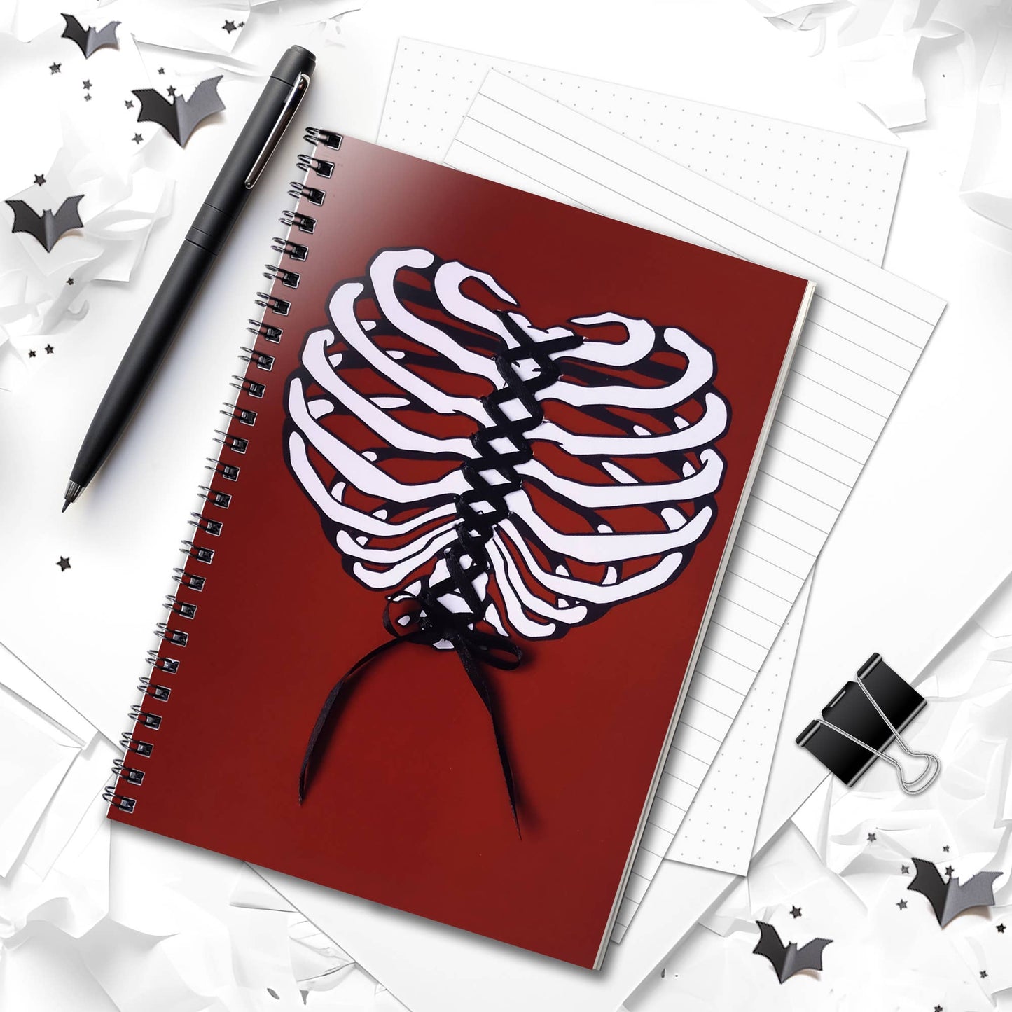 Ribcage Heart Ribbon-Laced A5 Wirebound Notebook