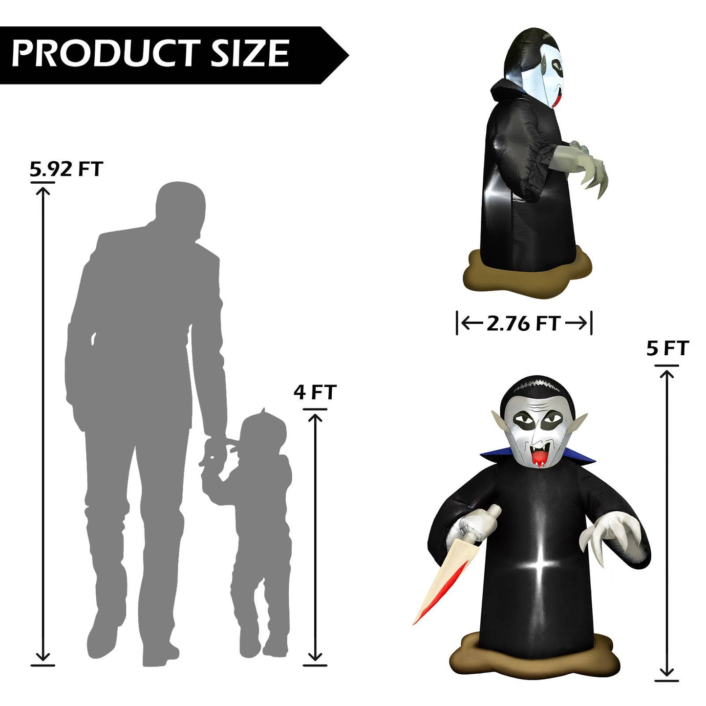 Halloween Terror-5FT Murderous Vampire Inflatable Decor