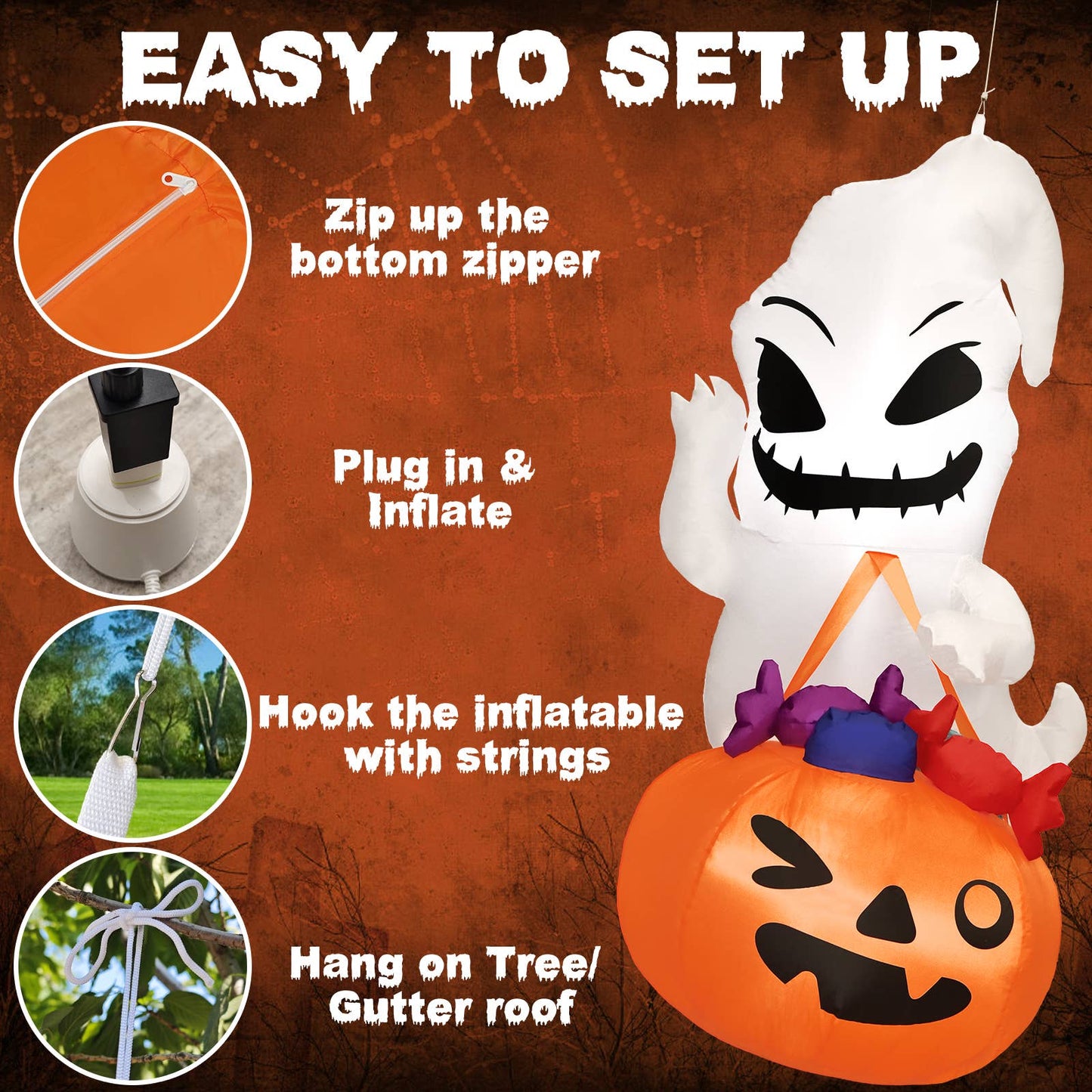 LED Ghost Inflatable with Treat Bag - Halloween Edition