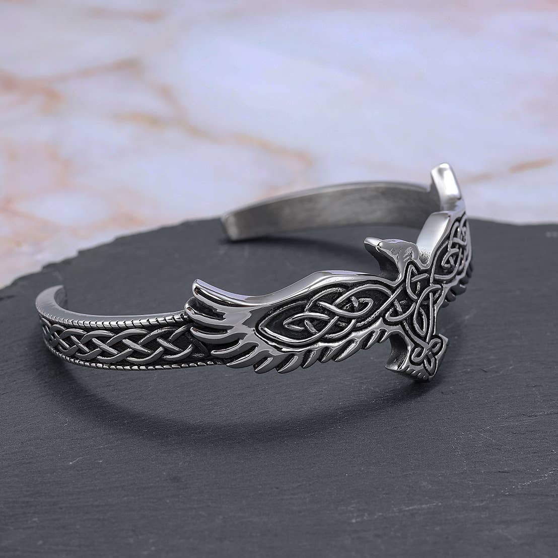 Eagle Viking Knot Titanium Steel Open Bracelet