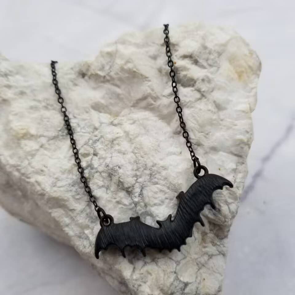 Halloween Black Bat Necklace