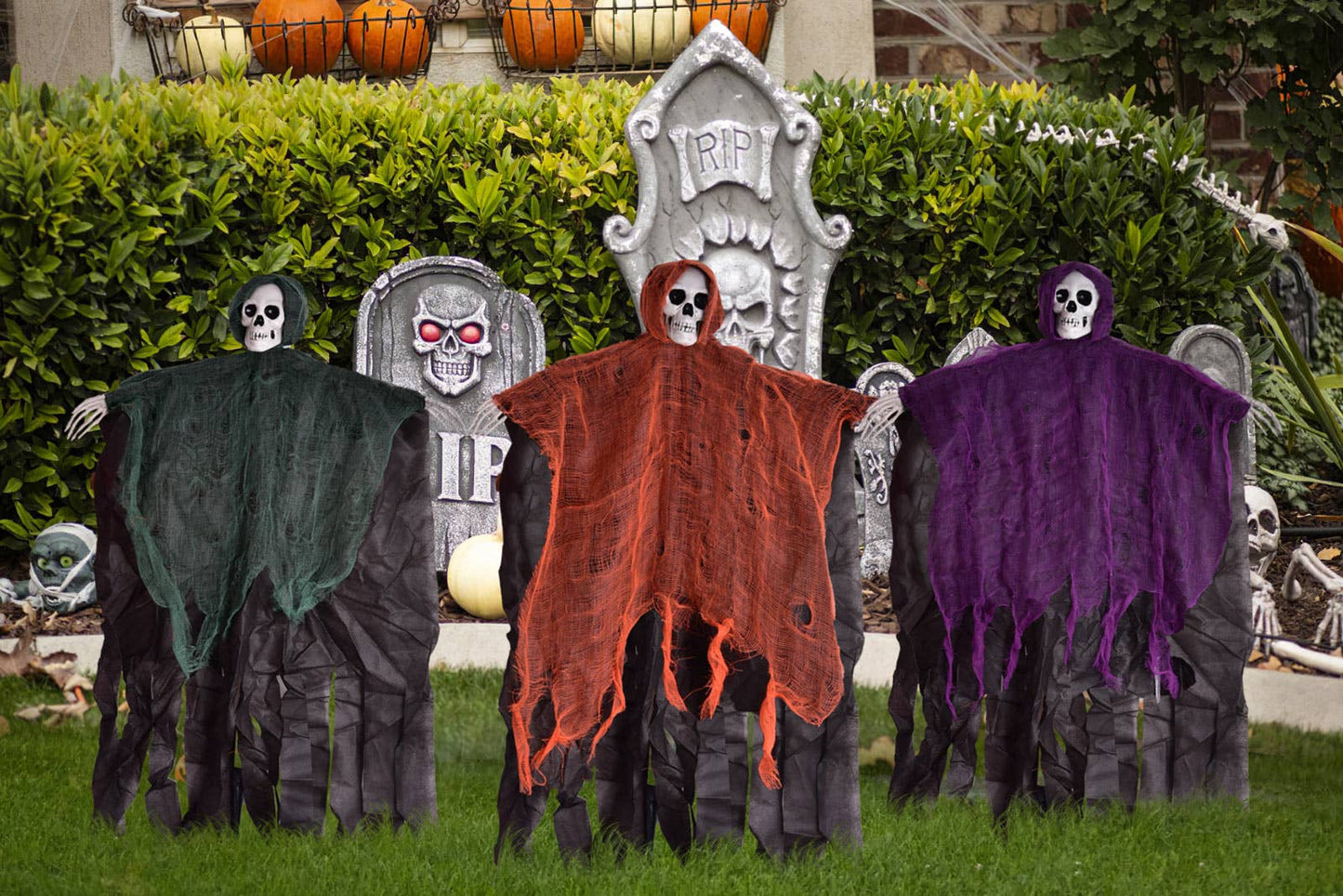 3pk Scary Skeleton Halloween Decoration