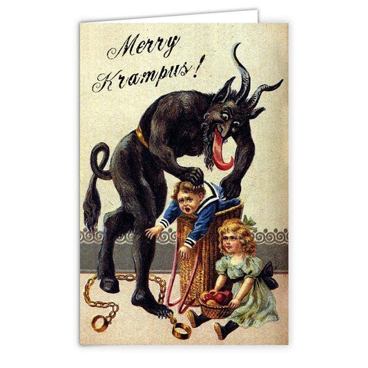 Kid in a Basket Krampus Card