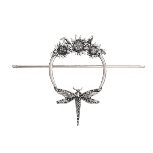 Viking-Inspired Sunflower Dragonfly Hair Pin Antique Alloy Hair Stick